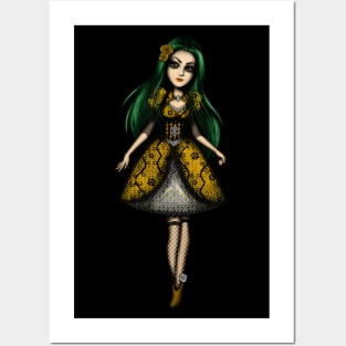 Fantasy Green and Yellow Girl Posters and Art